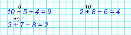  10 - 5 + 4 ; 2 + 8 - 6 ; 3 + 7 - 8