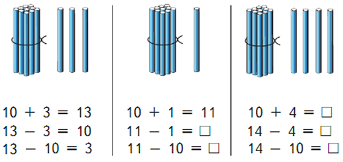  1  2   52   10 + 3, 10 + 1, 10 + 4