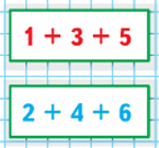 1 + 3 + 5 ; 2 + 4 + 6     1  2   86