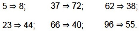        ,      5; 37; 62; 23; 66; 96 