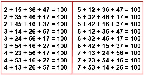    1, 2, 3, 4, 5, 6, 7       ,   4 ,      100  3   32