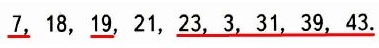 7, 18, 19, 21, 23, 3, 31, 39, 43   ,     4    .