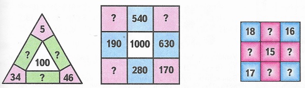   5, 34, 46 - 100; 540, 190, 1000, 630, 280, 170; 18, 16, 15, 17