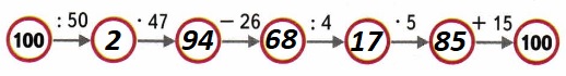   7  39  2   4  100 : 50 * 47 - 26 : 4 * 5 + 15